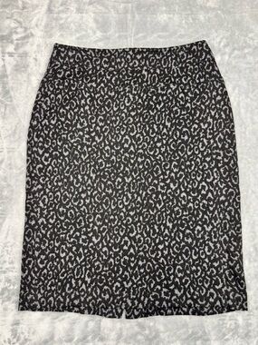 Adrienne Vittadini Charcoal and Black Leopard Pencil Skirt